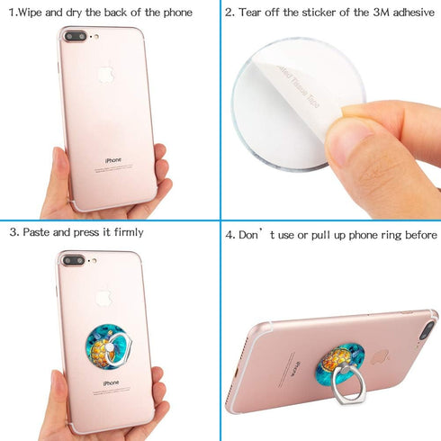 4-Pack Phone Ring Holder 360 Rotation Finger Stand Grip Kickstand for Smartphones and Tablets (Turtle)......