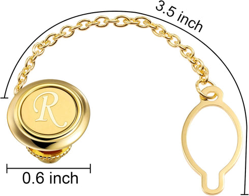 HAWSON Mens Tie Tacks for Men with Chain Round Gold Tie Pins Wedding Business Birthday Anniversary Initials A-Z Tie Clip Gifts...