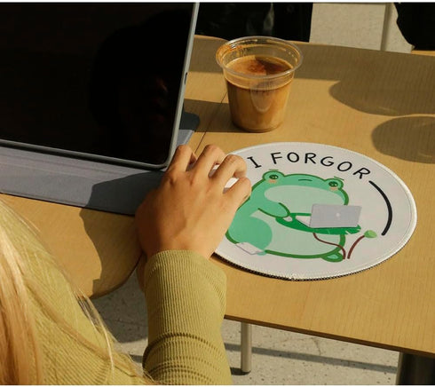 Funny Work Frog Small Mouse Pad, Cute Aesthetic Anime Mousepad with Non-Slip Rubber Base, Round Mouse Pads for Desk Accessories Laptop Gaming Offi...