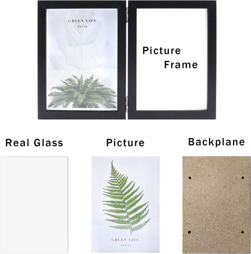 AVEAX Double 5x7 Picture Frame Black Wood Photo Frame Shadow Box Frame...