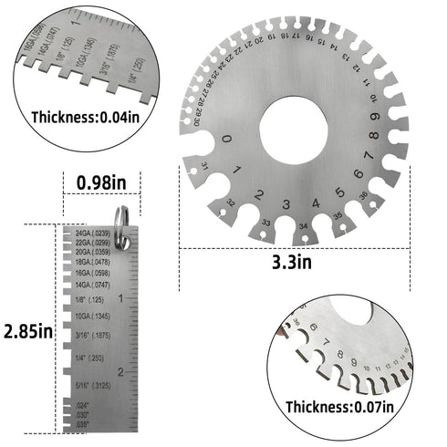 2 Pack Wire Metal Sheet Thickness Gauge Stainless Steel Welding Thickness Gauge Plated Size Inspection Tool Standard Wire Welding Gage Dual-Sided ...