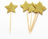 Hvogvok 72 pcs Cupcake Toppers, Twinkle Gold Star DIY Glitter Mini Birthday Cake Snack Decorations(Star)...