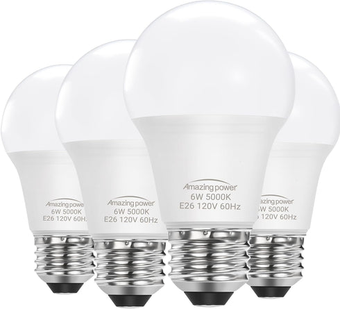 E26 LED Bulb, 40W Equivalent Medium Base Light Bulb, Non-Dimmable, Daylight White 5000K, 6W Bright White LED Bulbs for Home Lighting Lamp, 4-Pack...