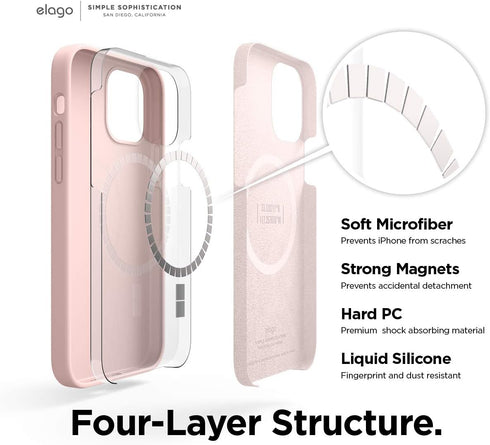 elago Magnetic Silicone Case (Lovely Pink) for iPhone 12/12 Pro, Built-in Magnets, Compatible with MagSafe Accessories, Case...