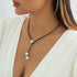 Boho Long Leather Necklace Pearl Y Drop Necklace Black Leather Wrap Choker Necklace Gothic Tie Up Necklace Chain Jewelry for Women and Girls...