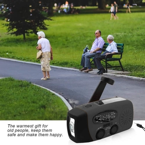 Upgrade Portable Solar Emergency Weather Radio Hand Crank AM/FM NOAA Survival Radios with LED Flashlight 2000mAh Power Bank for Smart Phone for Ho...