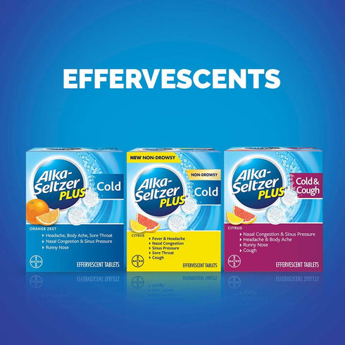 Alka-Seltzer Plus Cold Medicine, Sparkling Original Effervescent Tablets for Adults with Pain Reliever/Fever Reducer, Sparkling Original, 36 Count...