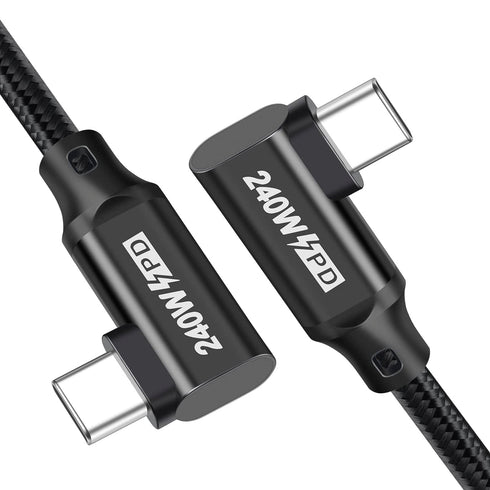 240W USB C to USB C Cable 10FT,PD 3.1 Type C to C 5A Fast Charging Cable Right Angle for MacBook Pro/Air, iPad Pro12.9/11/Air,iPhone15/15Pro/15Plu...