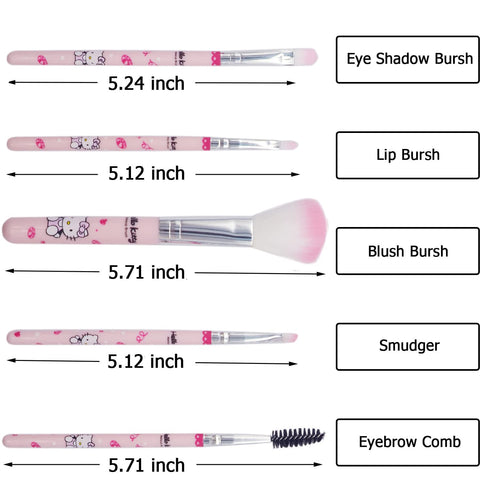 5PCS Kitty Makeup Brush with Kitty Cat Headband-Cosmetic Makeup Brush Set Professional Tool Kit Set Brush Set Best Gift for Young Girl Women...