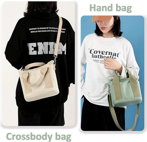 Small Tote Bag with Zipper, 2024 Canvas Multi-Pocket Crossbody Bag Shoulder Bag Satchel Hobo Bag Messenger Bag...