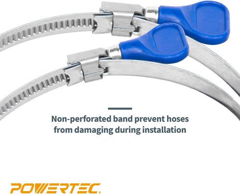 POWERTEC 70127 2-1/2 Inch Key Hose Clamp, Thumb Screw Key Adjustable Stainless Steel Hose Clamps for Dust Collection, Dust Collector and Dryer Ven...