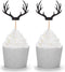 24 Counts Black Deer Antler Cupcake Toppers Picks For Wedding Birthday Baby Shower Party Decorations...