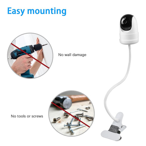 Baby Monitor Mount Flexible Clip Mount for iFamily 650/651,Kidsneed SM935C/SM935A,HUBOOK SM652,BUASLK SM660 and Other Baby Monitor with 1/4 Thread...