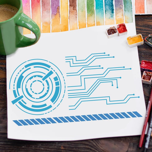 FINGERINSPIRE Science and Technology Stencil for Painting 11.8x11.8 inch Reusable Circuit Board Drawing Template DIY Craft Bullet Tracker Decorati...