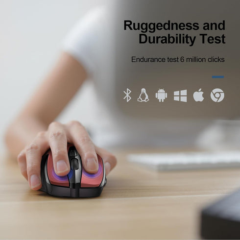 TECKNET Wireless Mouse (2.4G & BT5.0/3.0) Silent Mouse 4800 DPI Computer Mouse 6 Buttons Bluetooth Mouse, USB A Mouse Wide Compatibility - Red...
