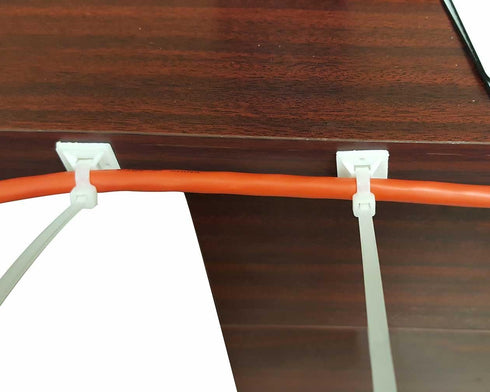 Cable Tie Mounts (25mm x 25mm) Self ADHESIVE Clips Wire Tie Base - Premium Grade Strength Screw-Hole Anchor Point Provides Optimal Strength (100 C...