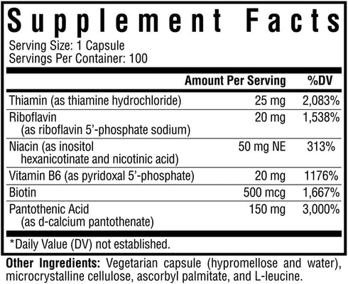 Seeking Health B-Minus - Complex Vitamin Supplement with Biotin & Riboflavin - Vitamin B Blend Supports Brain Health & Energy - 100 Capsules...