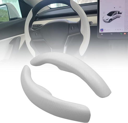 RYANSTAR RACING Steering Wheel Cover ABS Compatible with Tesla Model 3 Model Y 2016-2023 Steering Wheel Wrap Protector No Slip (White)...