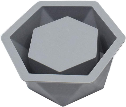 Silicone Flower Planter Mold for Concrete Succulent Pot, Candle Container DIY, Hexagon...