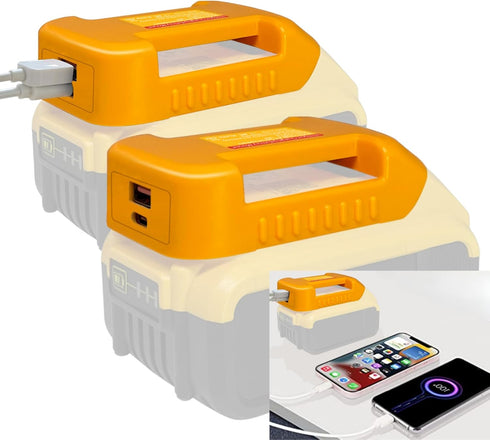 2Pack USB Charger Adapter for Dewalt 20V 60V Battery,for Dewalt Battery Holders with USB-A&USB-C 2.1A Fast Charge Ports,Power Battery Connector US...