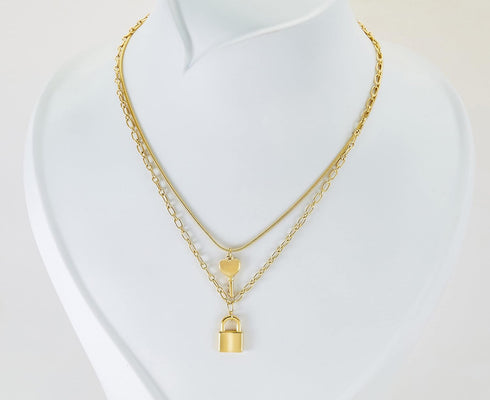Filled Lock Pendant, 14K Gold Plated and Silver Plated Filled Lock & Key Necklace for Women with Gift Box | Adjustable Chain, Minimalist, Tiny Dai...