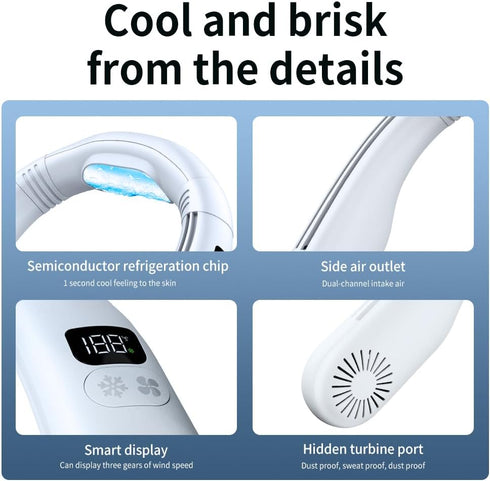 Neck Air Conditioner, 5000mAh Portable Neck Fan with Semiconductor Cooling Airflow Bladeless USB Neck Fans Portable Rechargeable with 3 Speeds, LE...