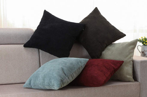 2 pcs Pack Throw Pillow Covers Corduroy Solid Soft Chestnut Brown 18x18 Inch Decorative Pillow Cases Chocolate Dark Brown for Couch Living Room So...
