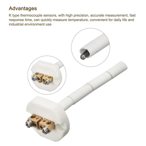 MECCANIXITY 4" K Type Ceramic Kiln Furnace Probe Thermocouple Sensor for Muffle Furnace Oven, High Temperature -50 to 1100°C 2x100mm...