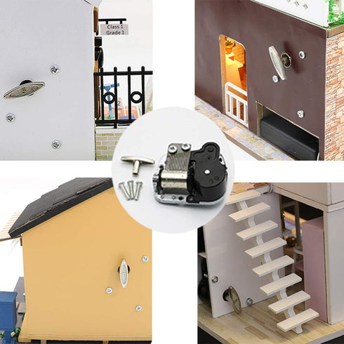 Spilay Music Movement for DIY Dollhouse Accessories,Romantic Manual Rotation Big Music Box Suitable for Most Doll House (Castle in The Sky)...