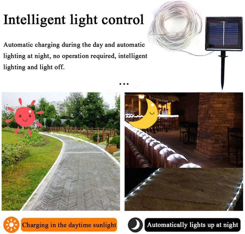 Solar Rope Lights, 66 Feet 200 LED 8 Modes Solar Rope String Lights Outdoor Fairy Lights Waterproof Tube Lights with Solar Panel for Outdoor Indoo...
