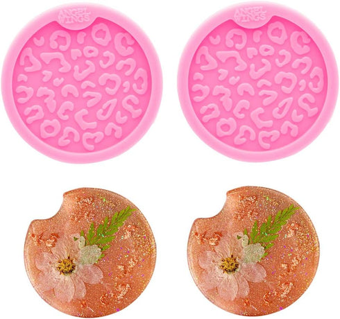 2PCS Silicone Resin Coaster Mold DIY Coaster Mold Crafts Casting Mold Coaster Clay Mold for DIY Handmade Coaster Round Coaster Silicone Mold Diame...
