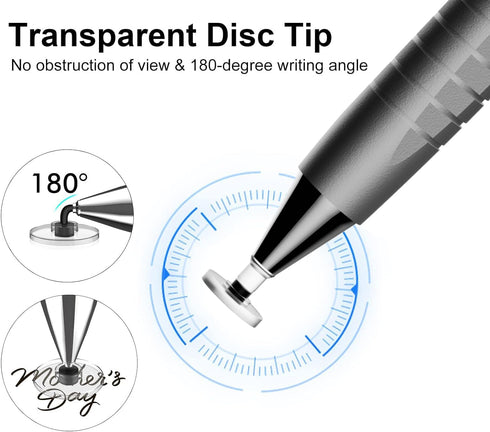 2 in 1 Stylus Pens for iPad,Universal Touch Screens High Sensitive & Precision Capacitive Disc Tip Pen Stylus for Samsung/Galaxy/Kindle/Tablet/Com...