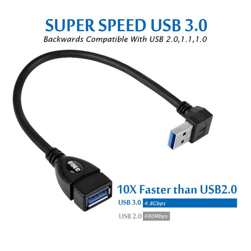 UCEC USB 3.0 Extension Cable, Male to Female 90 Degree Short Extension Cord 6 Inch Extender, Up & Down Angle, 2 Pack (Black)...
