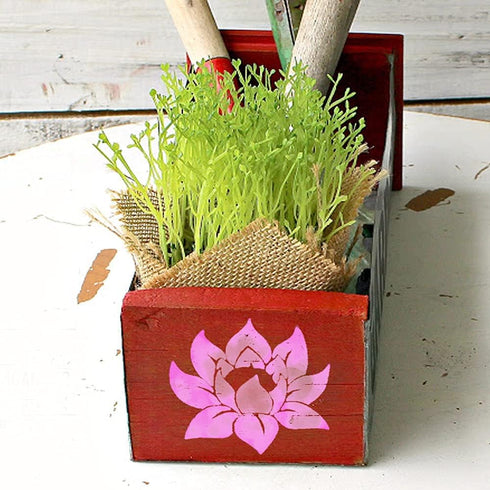 DLY LIFESTYLE Lotus Stencil for Painting on Wood, Canvas, Paper, Fabric, Walls and Furniture - Lotus Flower Stencil - 6x6 Inches - Reusable DIY Ar...
