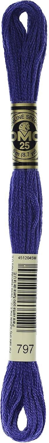 DMC Thread 6-Strand Embroidery Cotton 8.7 Yards Royal Blue 117-797 (12-Pack)...