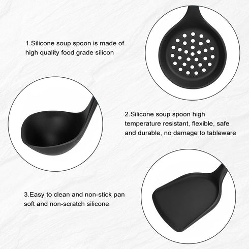 Silicone Cooking Utensils Set, Silicone Kitchen Cooking Utensils Set of 5, High Heat Resistant Long Kitchen Tools, Heat Resistant Silicone Kitchen...