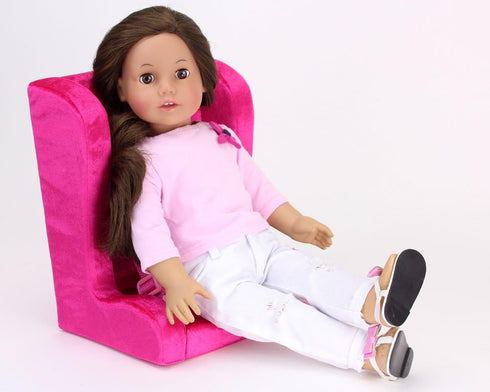 Sophia's 18" Doll Hot Pink Velour Booster Car Seat with Adjustable Harness...
