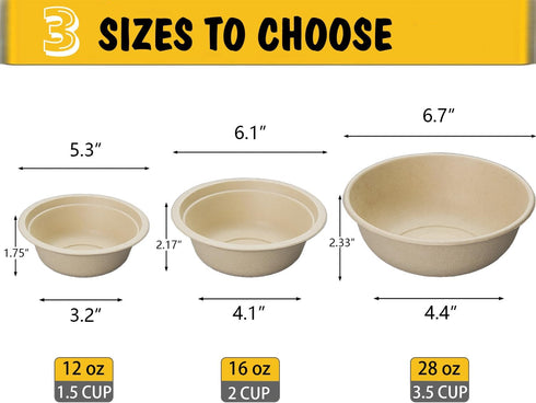 JETKONG 12 oz/1.5 cup Disposable Dog Bowls 50pk, 100% Compostable Pets Feeding Bowls Paper Dog Travel Bowls Great for Dry and Wet Dog Food or Wate...