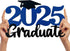 2025 Graduation Party Decorations Wooden Sign Blue Class of 2025 Photo Booth Props 2025 Graduation Picture Props for 2025 Graduation Party Supplie...