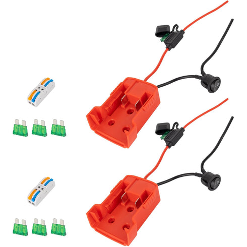 BlueStars RED Power Wheels Adapter for Milwaukee M18 Power Wheels Battery Conversion Kit with Fuse Holder & 30A Blade Fuses for 18V Battery - for ...