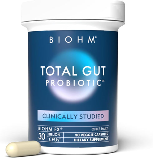 BIOHM Total Probiotic - 30 Billion CFU Daily Probiotic with Good Bacteria & Fungi Helps Reduce Bloating and Supports Total Gut Health - 30 Day Sup...