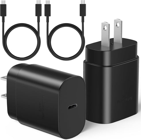 Type C Charger Fast Charging,2Pack 25W Android Phone Super Fast Charger Block with 6Ft USB C Charger Cable Compatible with Samsung Galaxy S24 Ultr...