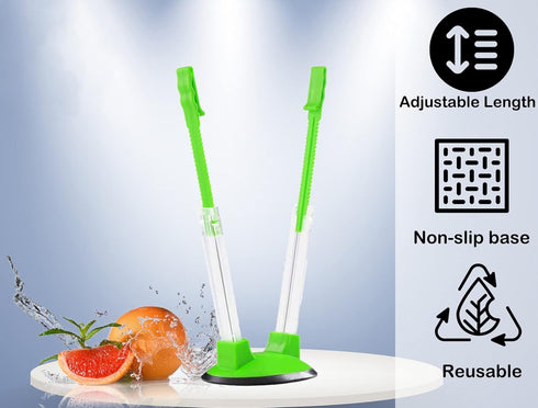Adjustable Baggy Rack, No-hands Food Storage Holders For Food Prep Bag, plastic Freezer Bag, Clip-Ideal Kitchen Gadget (Green, 2pcs)...