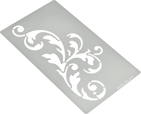 Aleks Melnyk No.349 Metal Stencil, Swirls, Ornaments, Flowers Vine, Patterns, Border, Small Stencil, 1 PC, Template for Wood Burning, Engraving, C...