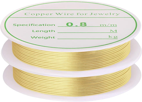MIKIMIQI 2 Pack Jewelry Wire Craft Wire 20 Gauge Tarnish Resistant Jewelry Beading Wire Copper Beading Wire for Jewelry Making Supplies and Crafti...