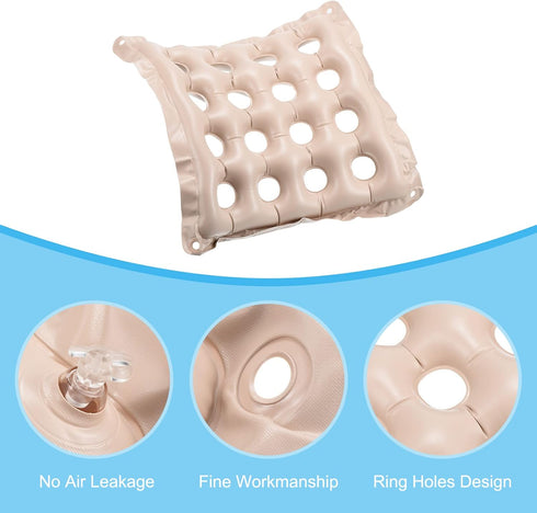 PATIKIL Inflatable Seat Cushion, 2 Pack Portable Chair Cushion Breathable Backrest Air Seat Pad for Wheelchairs Office Chairs, Beige...