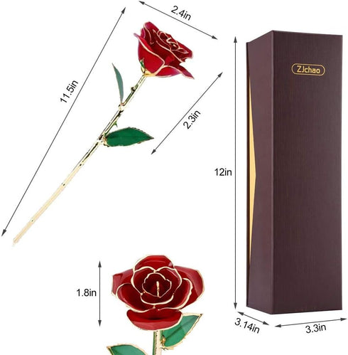 24K Red Rose Christmas Her, Eternal Love Real Gold Plated Rose Flower, Romantic Wife, Mom, Grandma, Anniversary Present, Birthday, Wedding ( Red)...