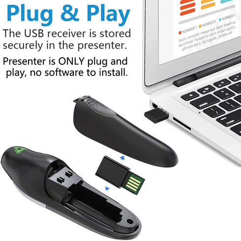 Presentation Clicker for PowerPoint Presentation Remote, RF 2.4GHz Wireless Presenter Remote USB Google Slide Advancer PPT PowerPoint Clicker for ...