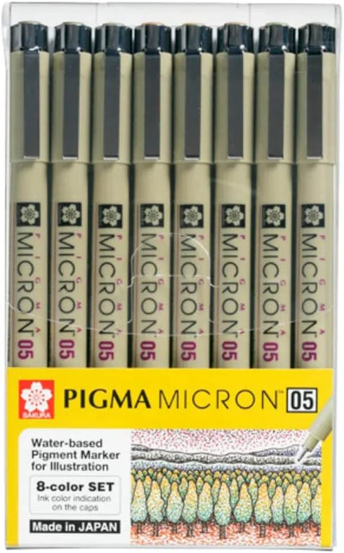 Sakura Pigma Micron pens 05 line Drawing 8 Color Set, Archival ink fineliner manga pen, Bible journaling Study kit...