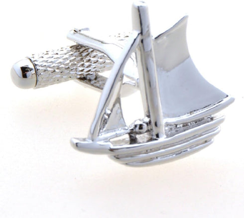 Sailing Ship Sailboat Sails Pair Cufflinks in a Presentation Gift Box & Polishing Cloth...